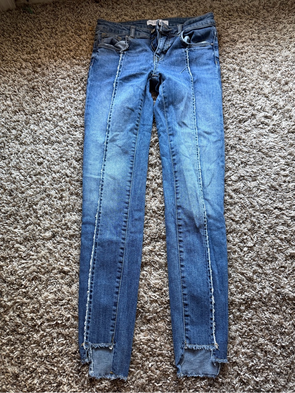 Zara Blue Denim Jeans with Gold Stitching